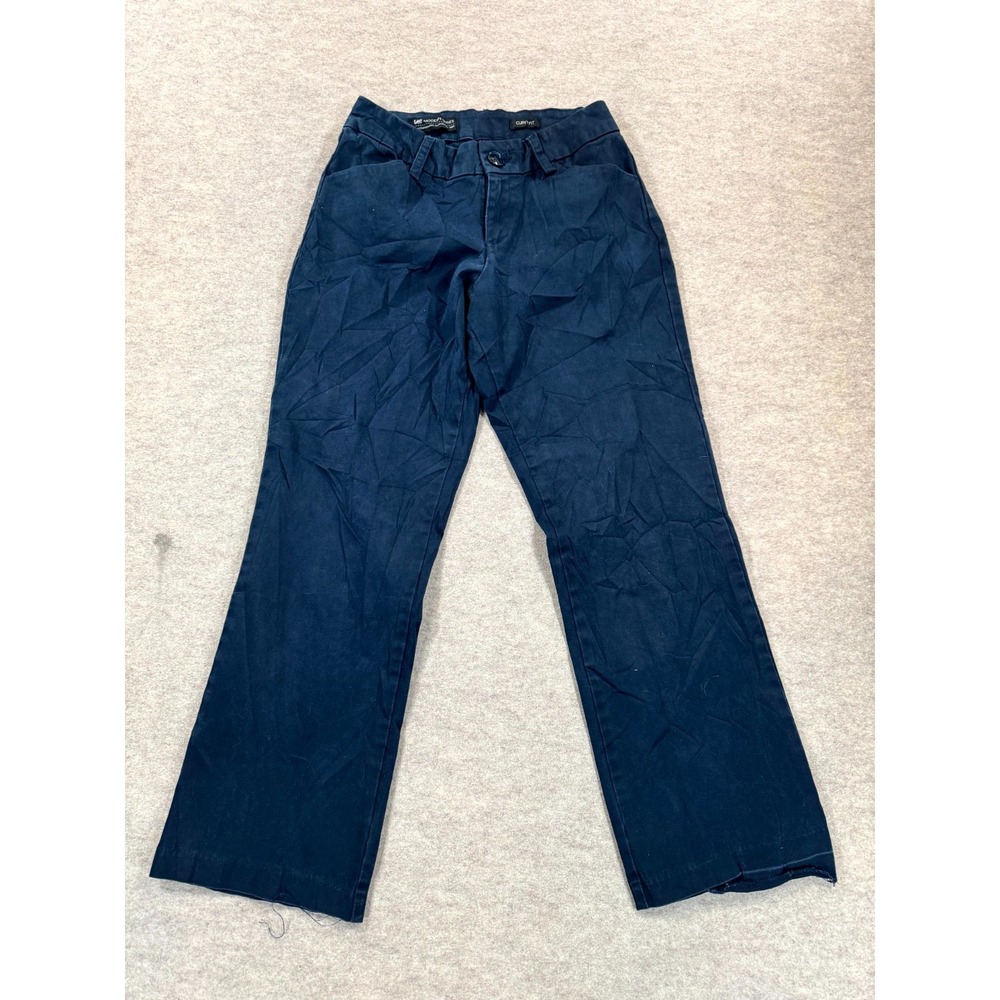 Lee Modern Series Curvy Fit Chino Pants Womens 25 Navy Blue Twill Mid Rise